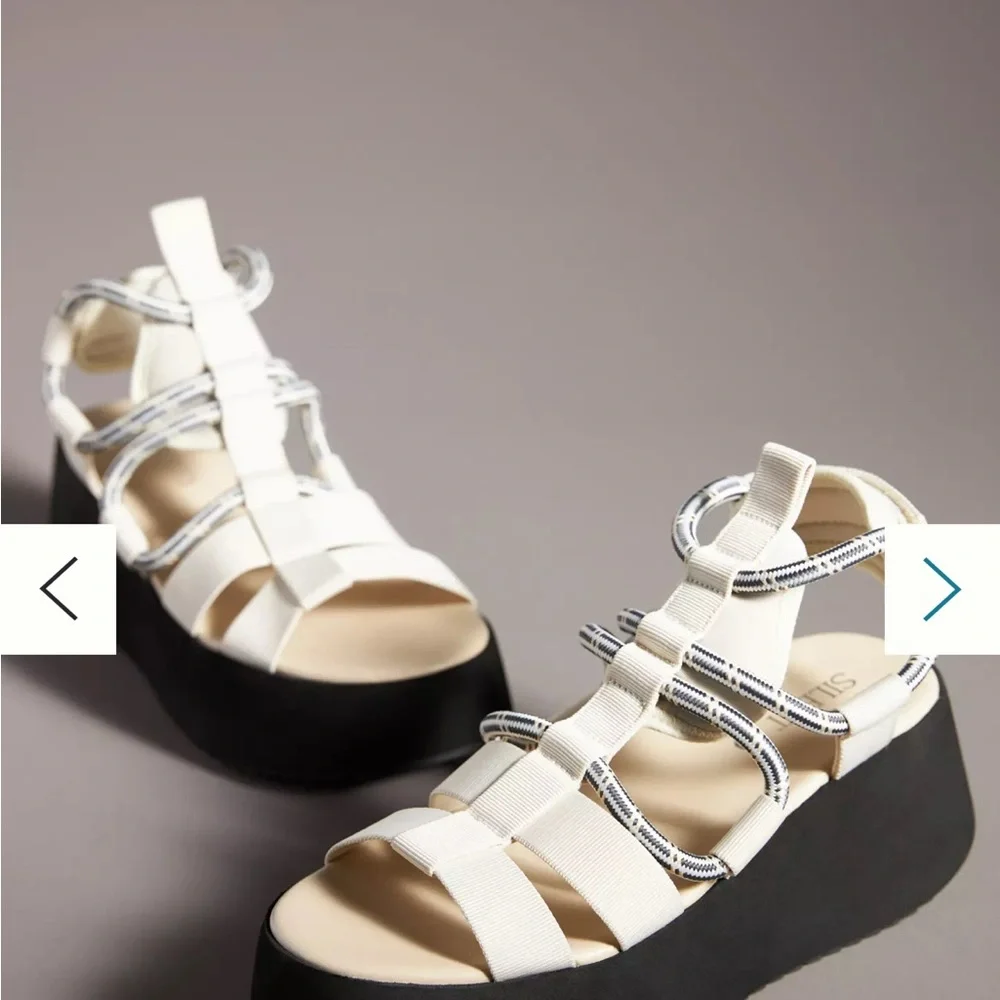 Anthropology Silent D Platform Sport Sandal in Cream and Black